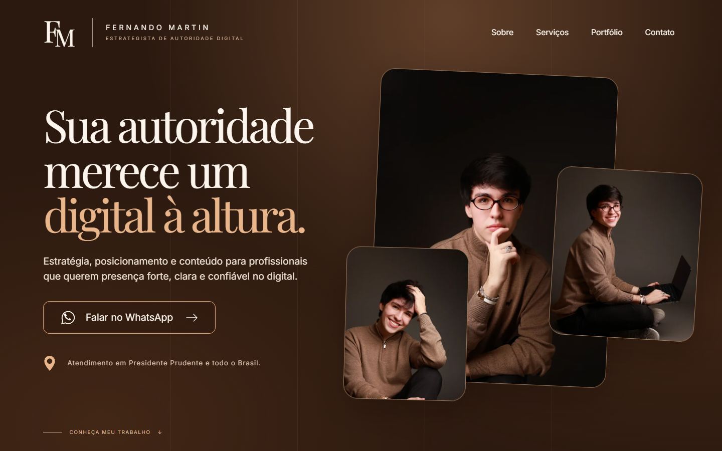 Página inicial do site de Fernando Martin no computador